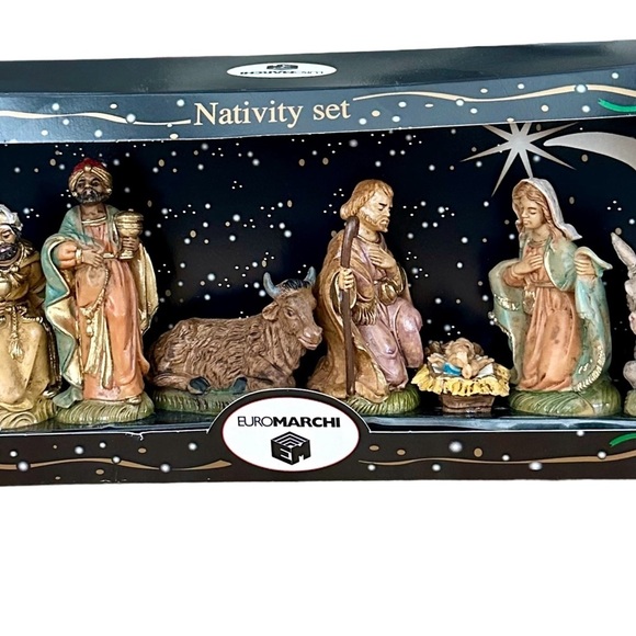 Euromarchi 8 Piece Holy Nativity Set 4” Christmas Figures Hand Crafted in Italy - Picture 3 of 16